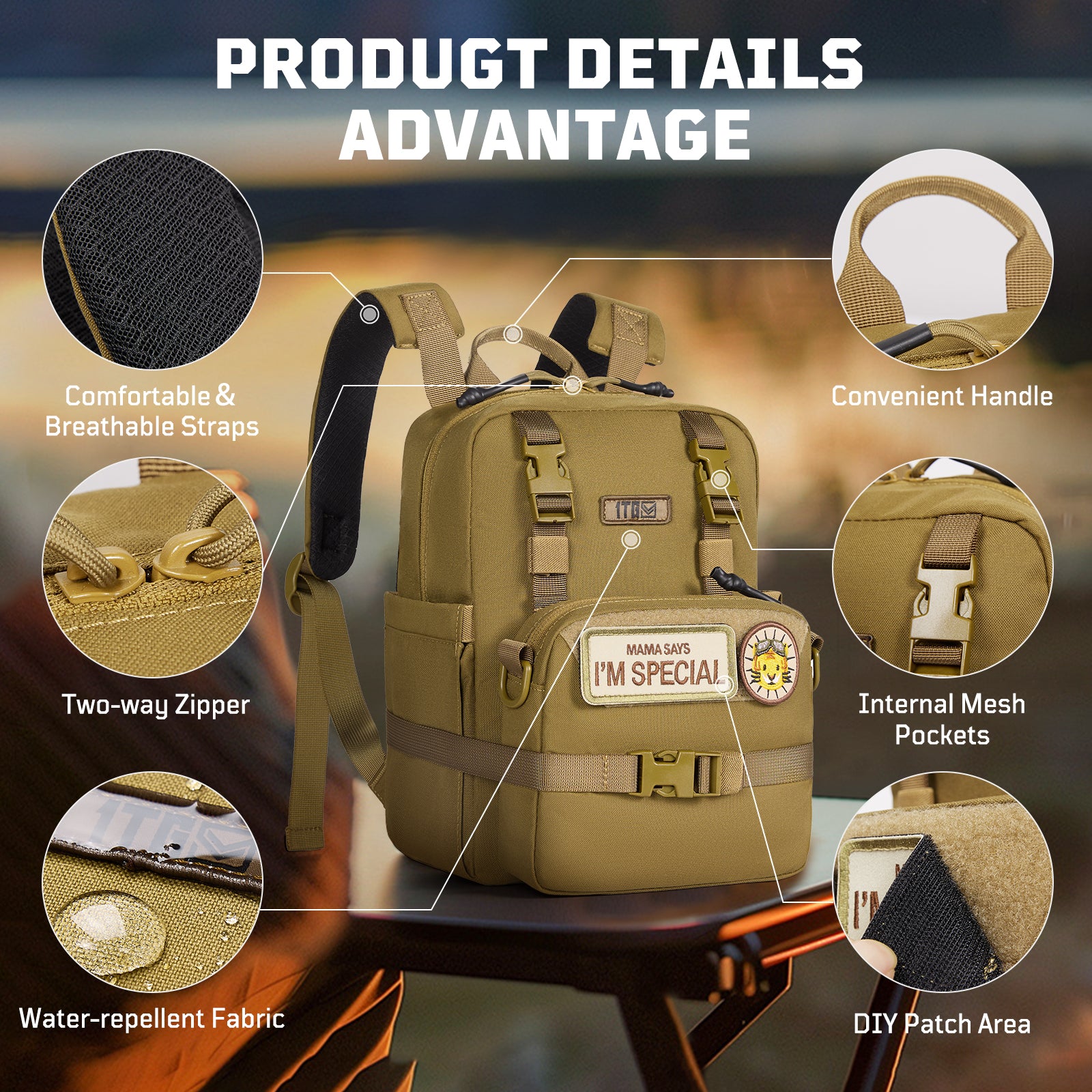 1TG Tactical Multi-purpose backpack big structure schoolbag for kid